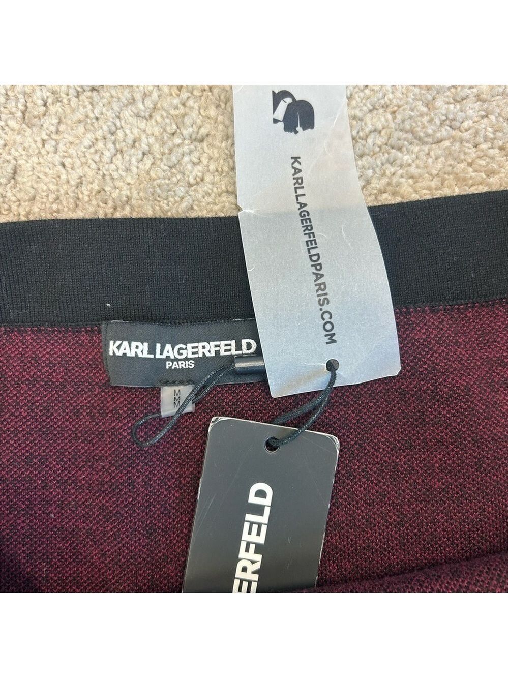 KARL Lagerfeld red Burgundy black geometric print knit pencil skirt Sz M NWT - Picture 5 of 11